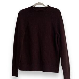 Womens Banana Republic Maroon Heather Moc Neck Recycled Wool Sweater Size Medium